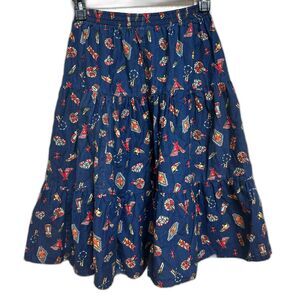 Vintage KWBL Los Angeles Navy Southwestern Cowgirl Tiered Maxi Skirt - Women L